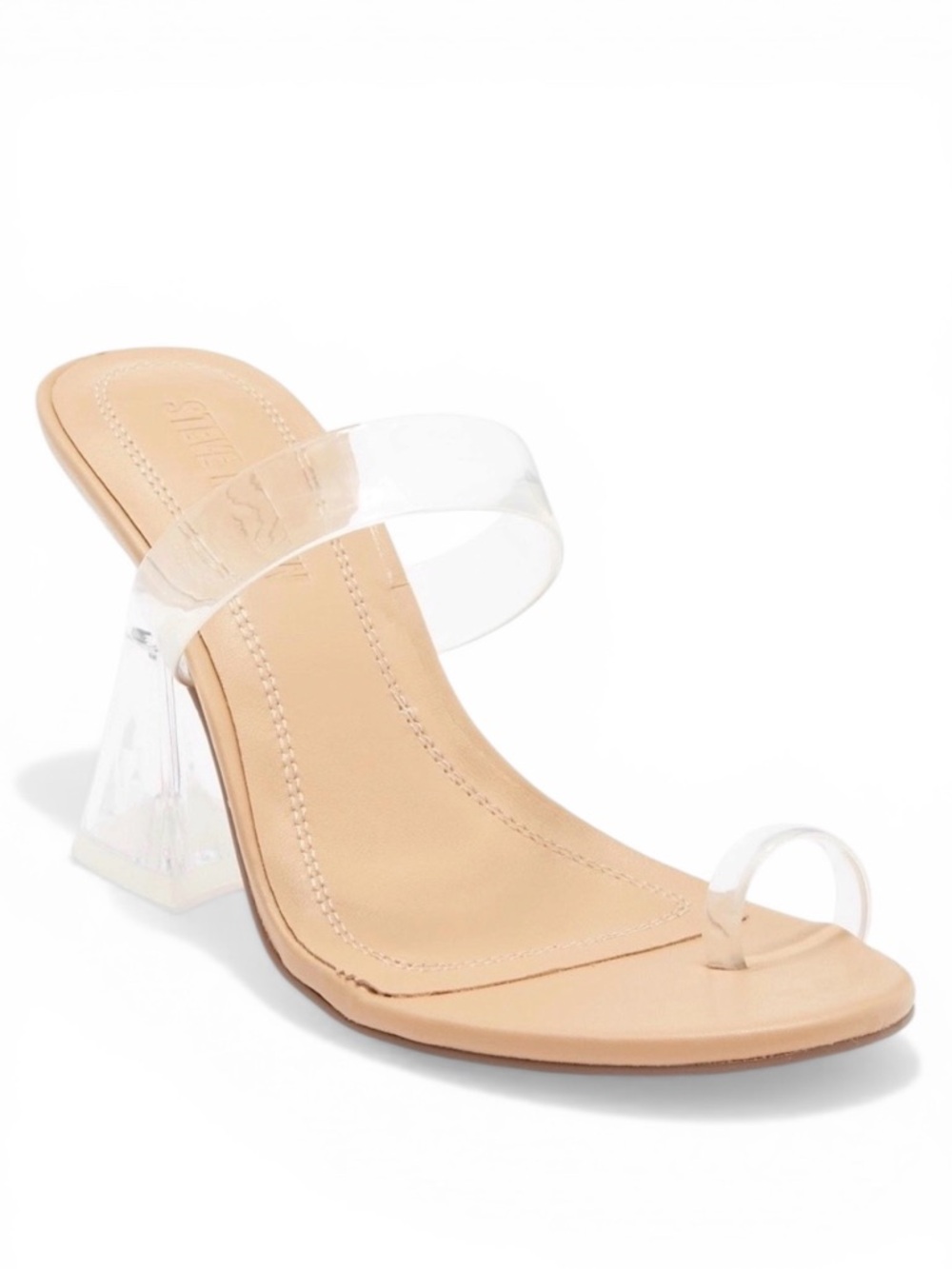 NWOB Steve Madden Rinie Toe Loop Flared Heel Sandals in Clear Size 8M
